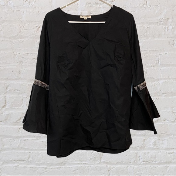 Jane and Delancey Tops - Jane and Delancey belle sleeve beaded black top 1X